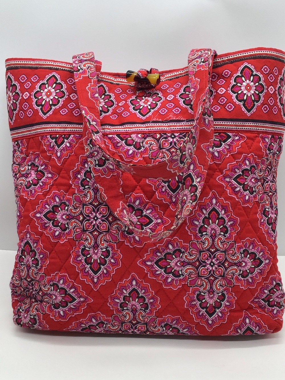 Vera Bradley Red Frankly Scarlet Paisley Retired 2009 Print Tote
